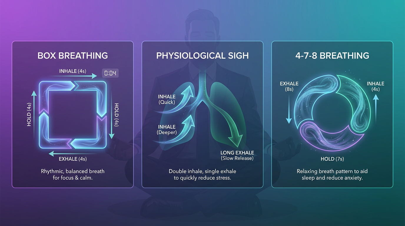 Box Breathing and 4-7-8 Protocol visualization