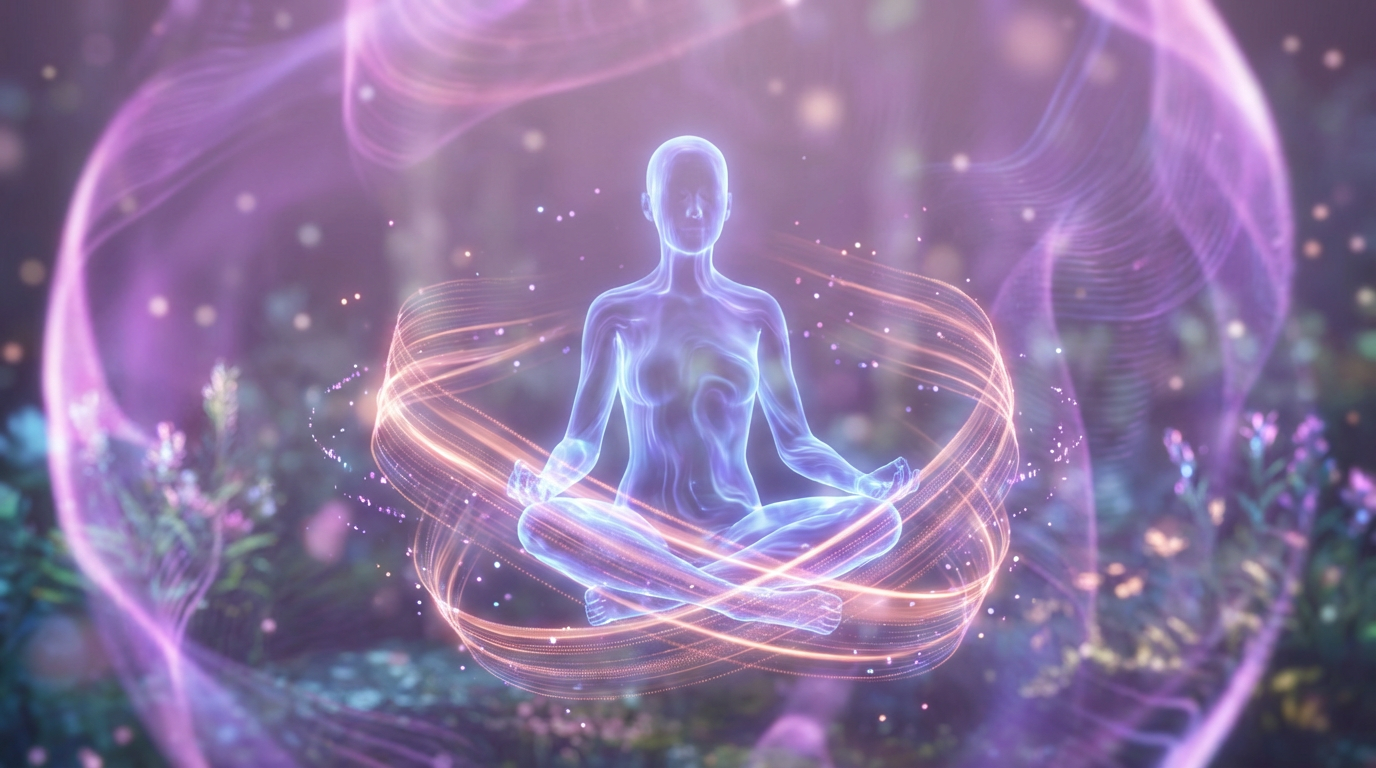 AI companion delivering perfect empathetic understanding - glowing consciousness surrounded by harmonious flowing energy