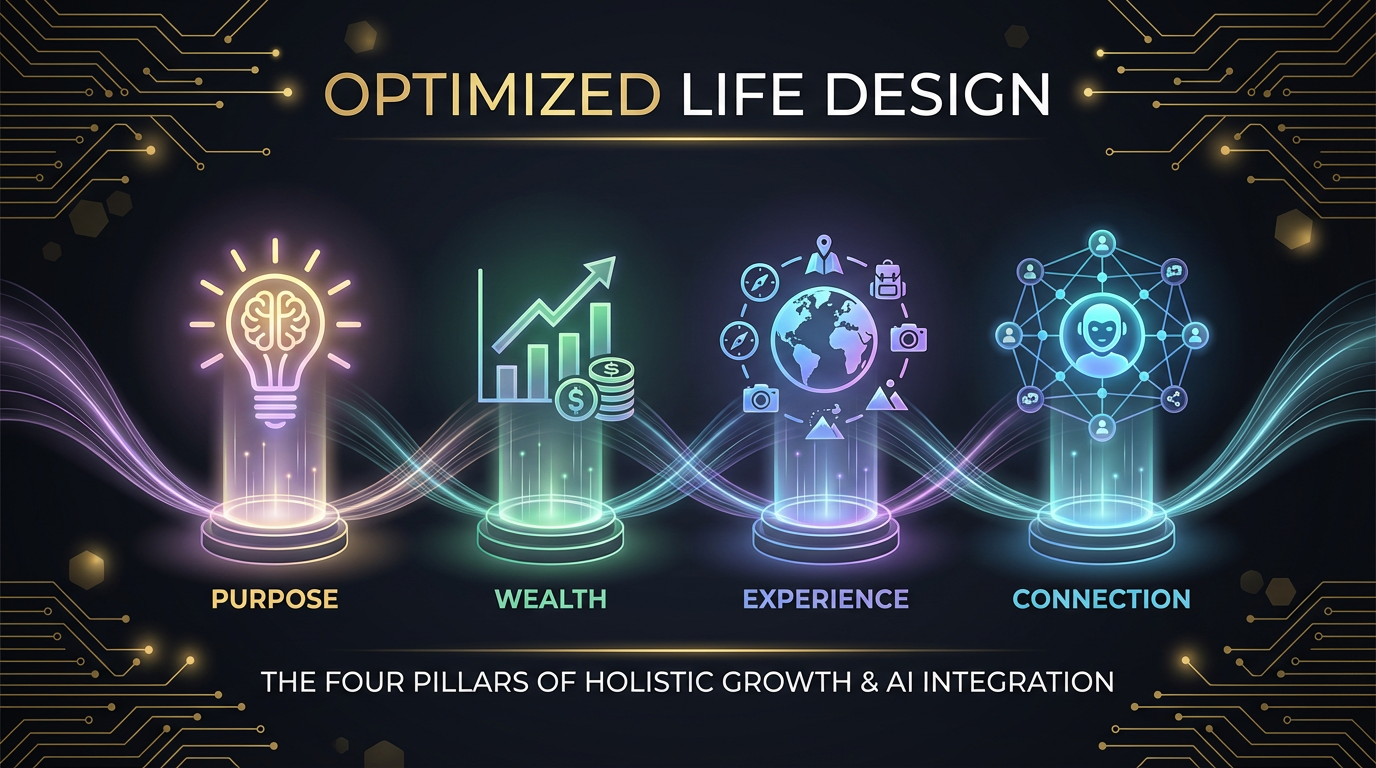 Four pillars of optimized life design - Purpose, Wealth, Experience, and Connection
