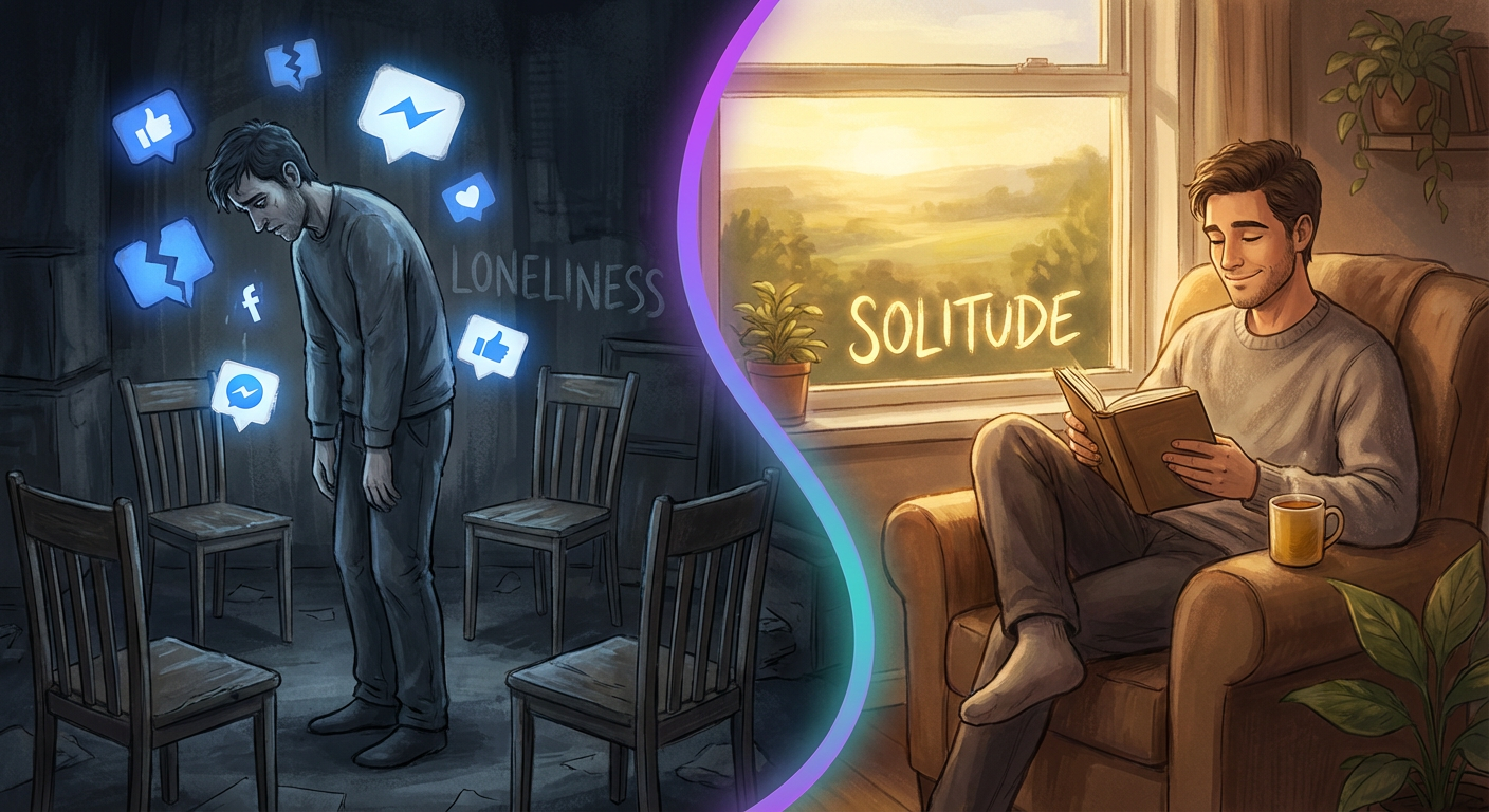 Contrast between loneliness and solitude - the rational distinction