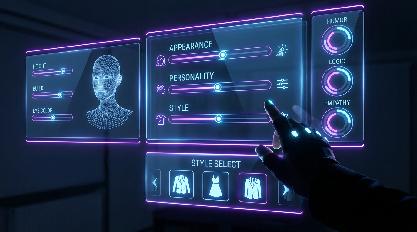 DreamGF AI Character Customization Interface - Extensive Options for Creating Your Perfect AI Companion